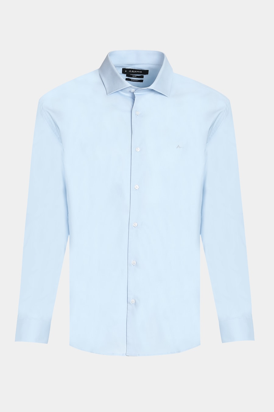Camisa Manga Longa Slim em Tricoline Stretch Liso Azul Claro — foto 6 de 7