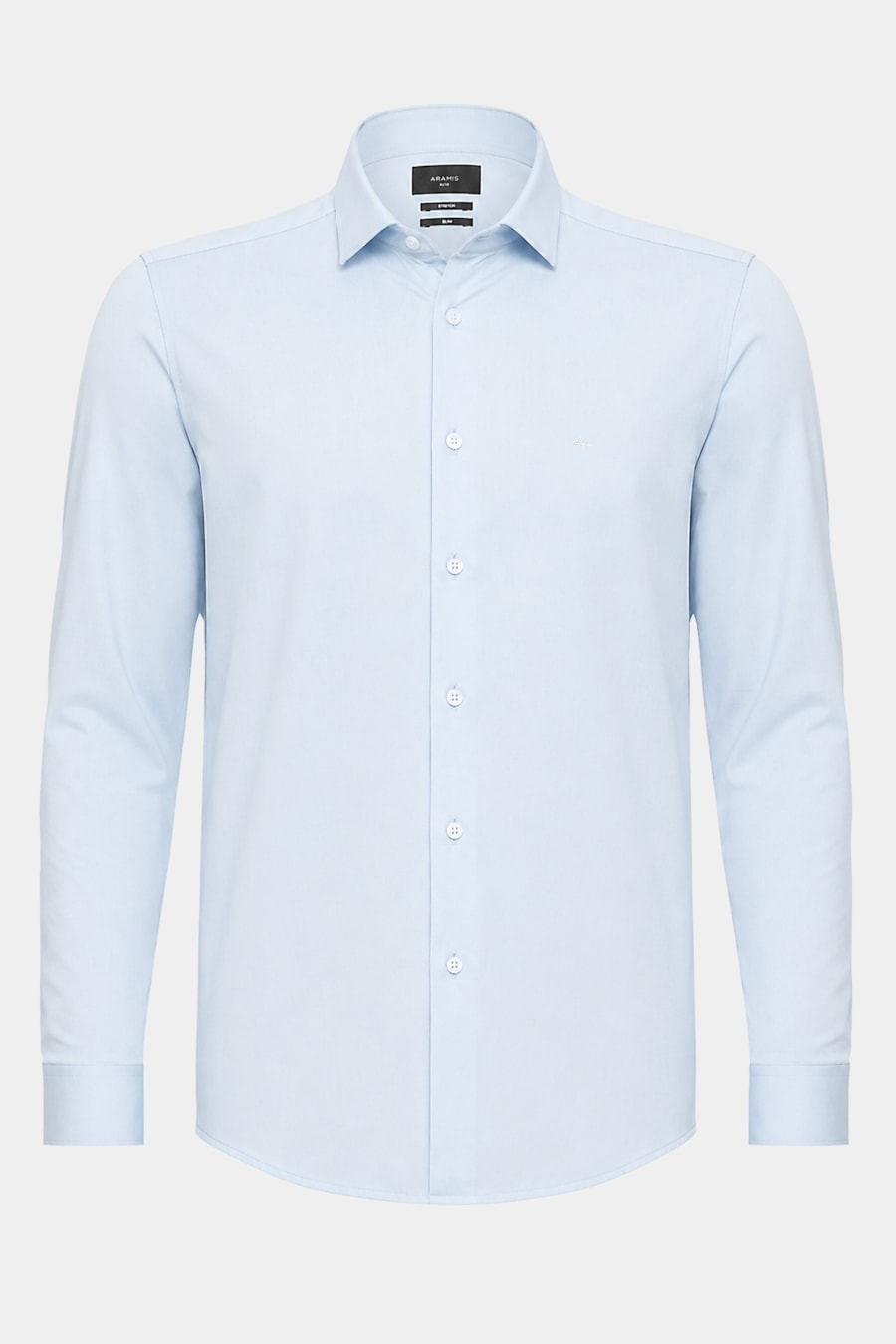 Camisa Manga Longa Slim em Tricoline Stretch Liso Azul Claro — foto 5 de 7