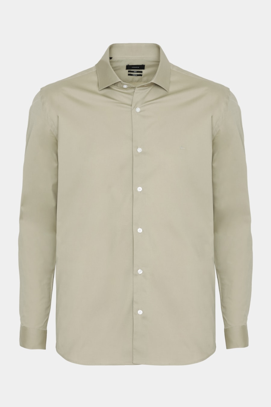 Camisa Manga Longa Slim em Tricoline Stretch Liso Caqui — foto 5 de 6