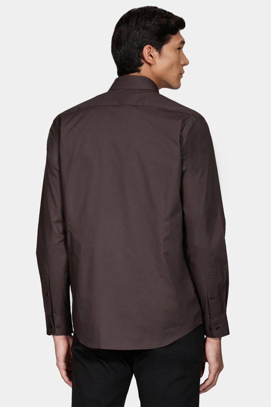 Camisa Manga Longa Slim em Tricoline Stretch Liso Chumbo — foto 4 de 6