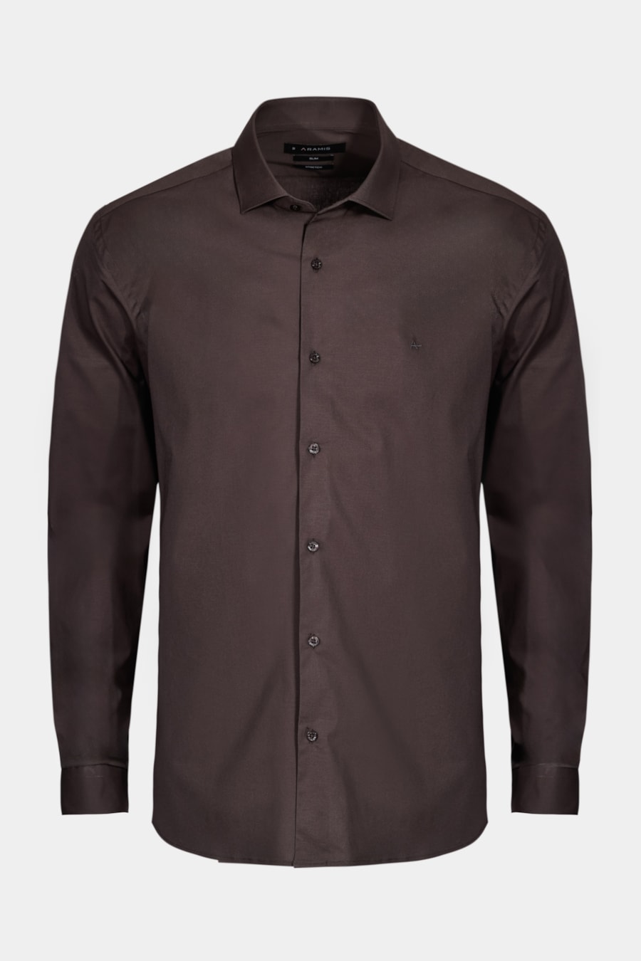 Camisa Manga Longa Slim em Tricoline Stretch Liso Chumbo — foto 6 de 6