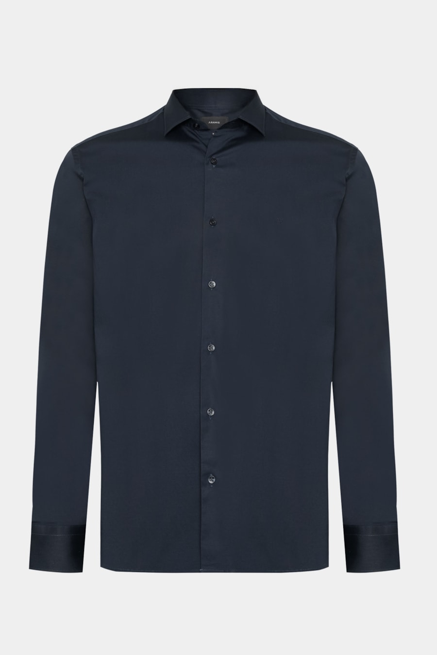 Camisa Manga Longa Slim em Tricoline Stretch Liso Marinho Escuro — foto 5 de 6