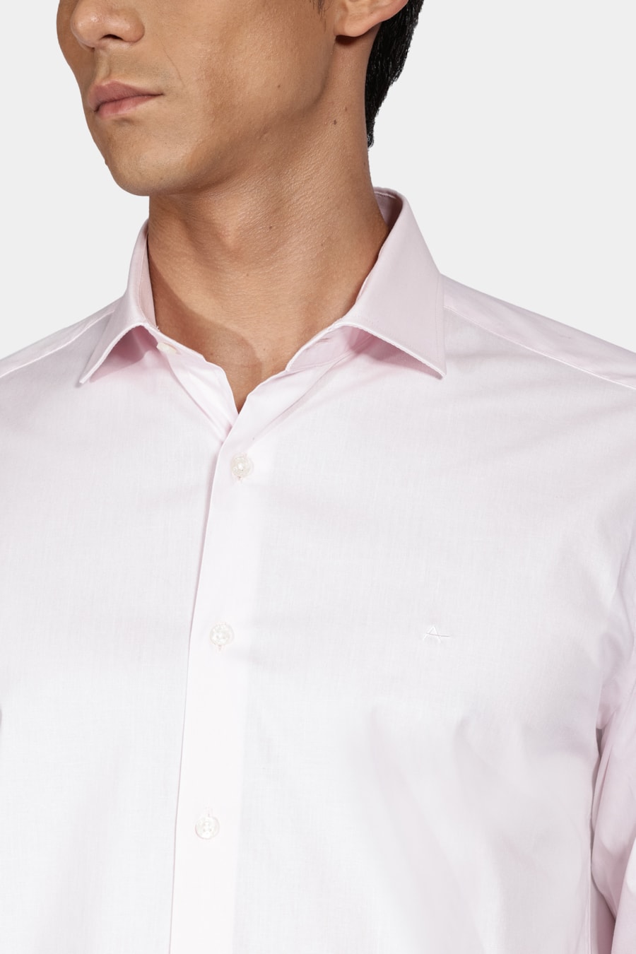 Camisa Manga Longa Slim em Tricoline Stretch Liso Rosa — foto 3 de 7