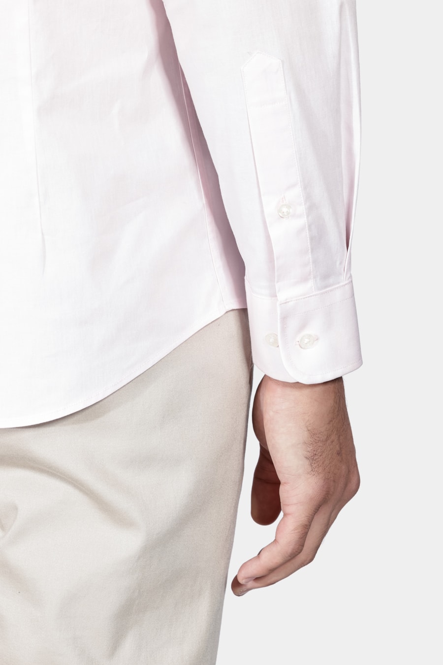 Camisa Manga Longa Slim em Tricoline Stretch Liso Rosa — foto 4 de 7