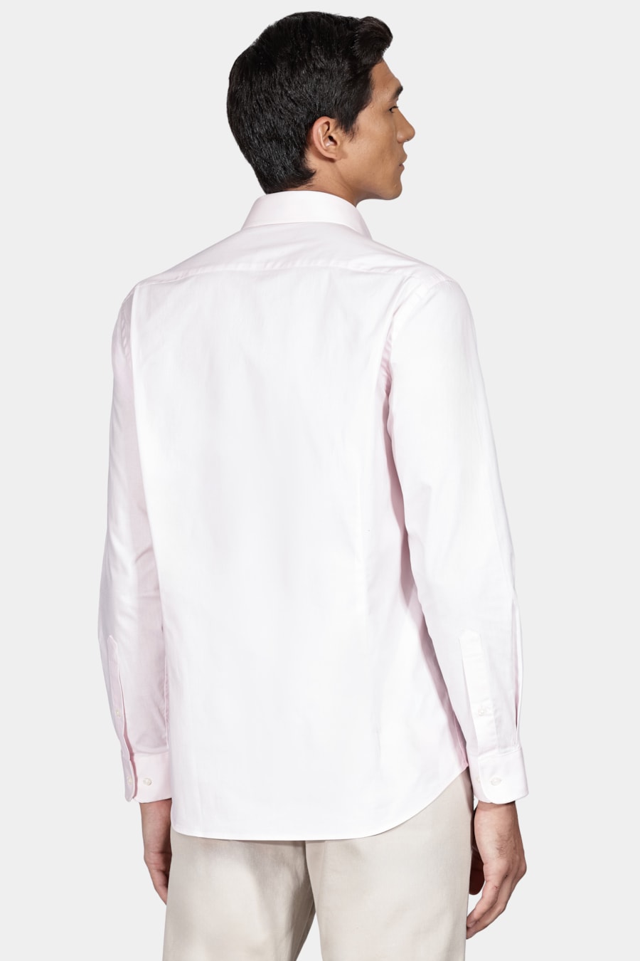 Camisa Manga Longa Slim em Tricoline Stretch Liso Rosa — foto 5 de 7