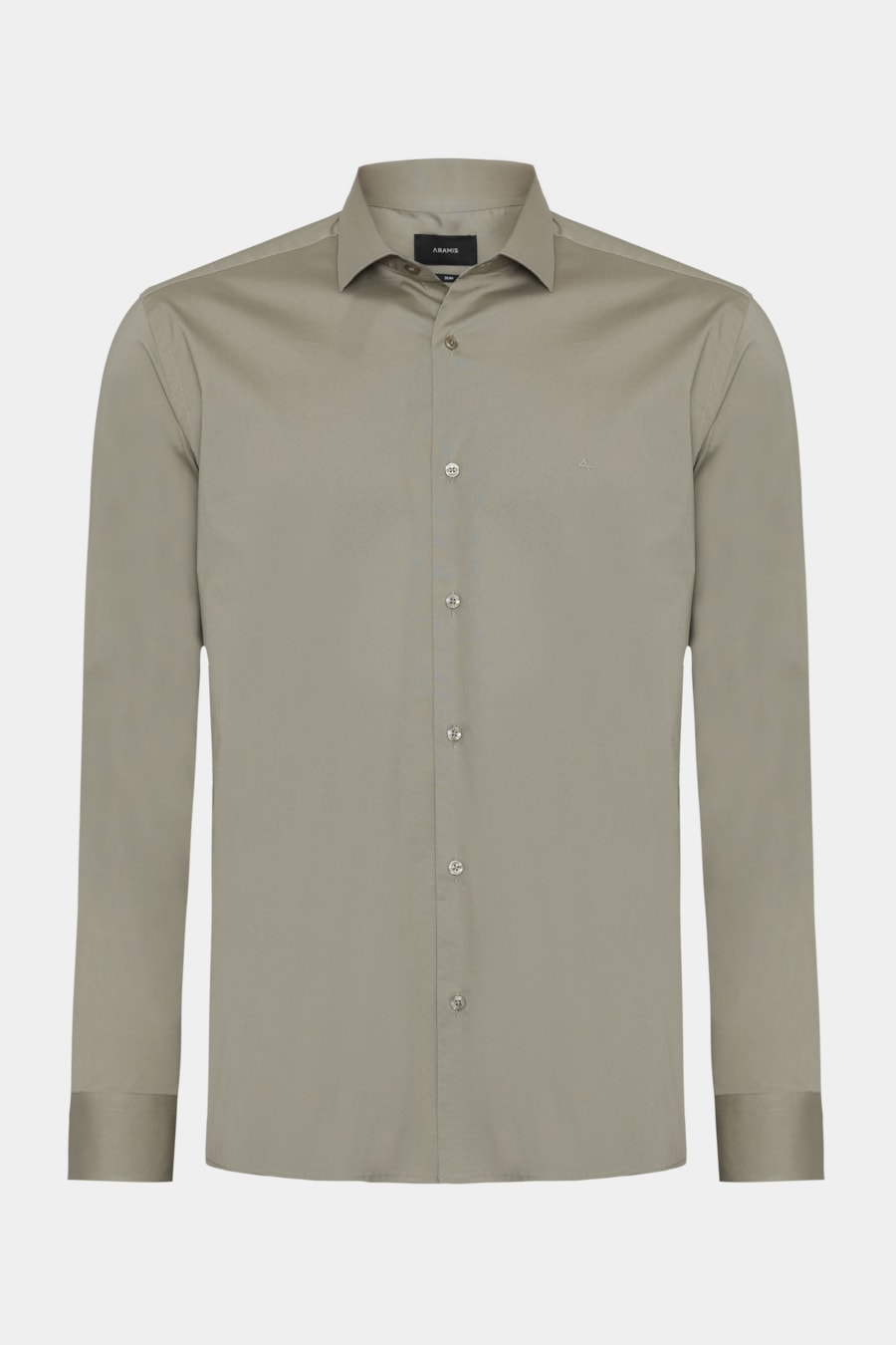 Camisa Manga Longa Slim em Tricoline Stretch Liso Trigo — foto 5 de 6