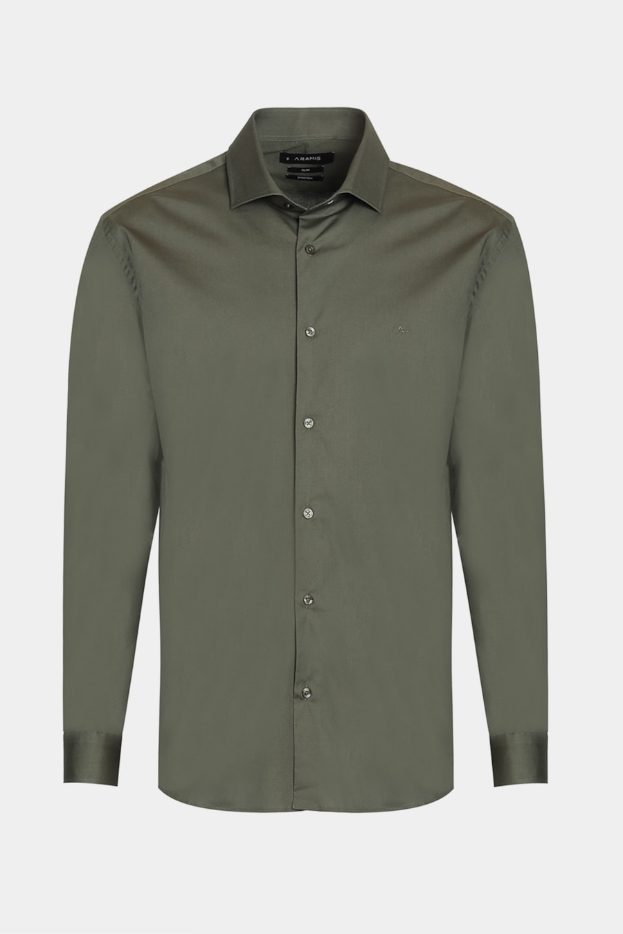 Camisa Manga Longa Slim em Tricoline Stretch Liso Verde