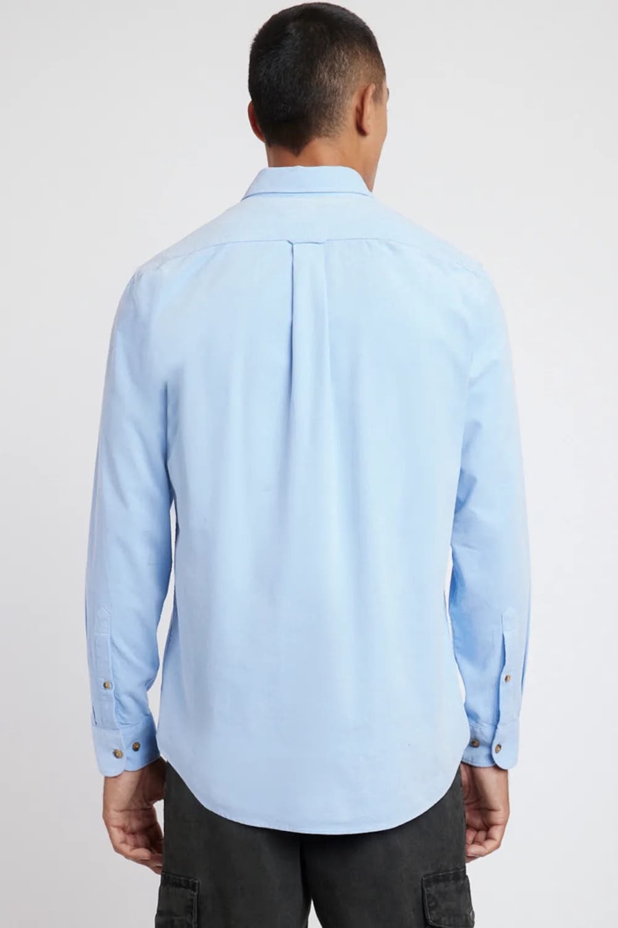 Camisa Manga Longa Slim em Veludo Cotelê Azul Claro — foto 4 de 5