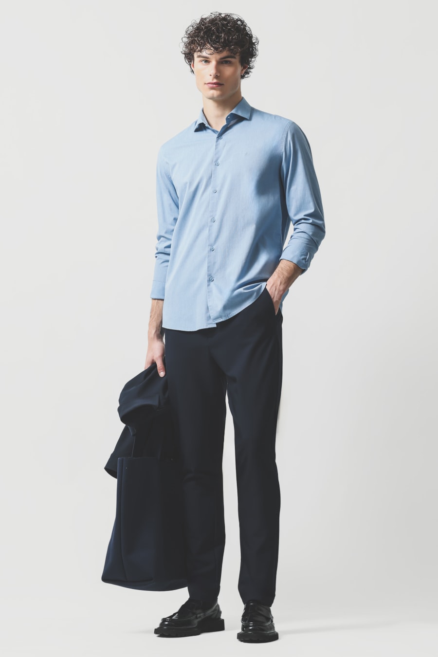 Camisa Manga Longa Slim Fil a Fil Antilia Azul Classico — foto 2 de 6