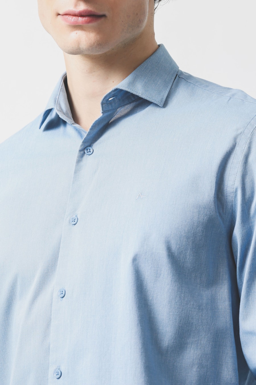 Camisa Manga Longa Slim Fil a Fil Antilia Azul Classico — foto 3 de 6