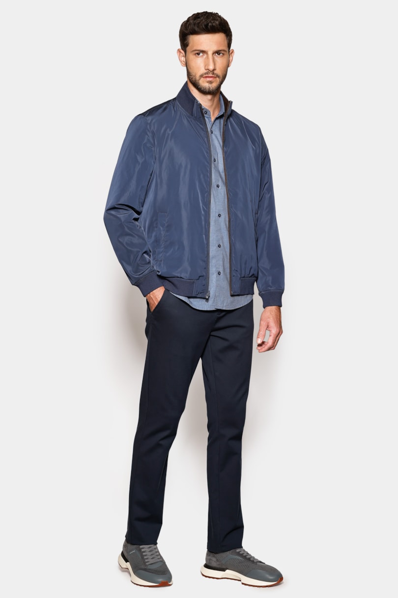 Camisa Manga Longa Slim Fil a Fil Antilia Azul Escuro