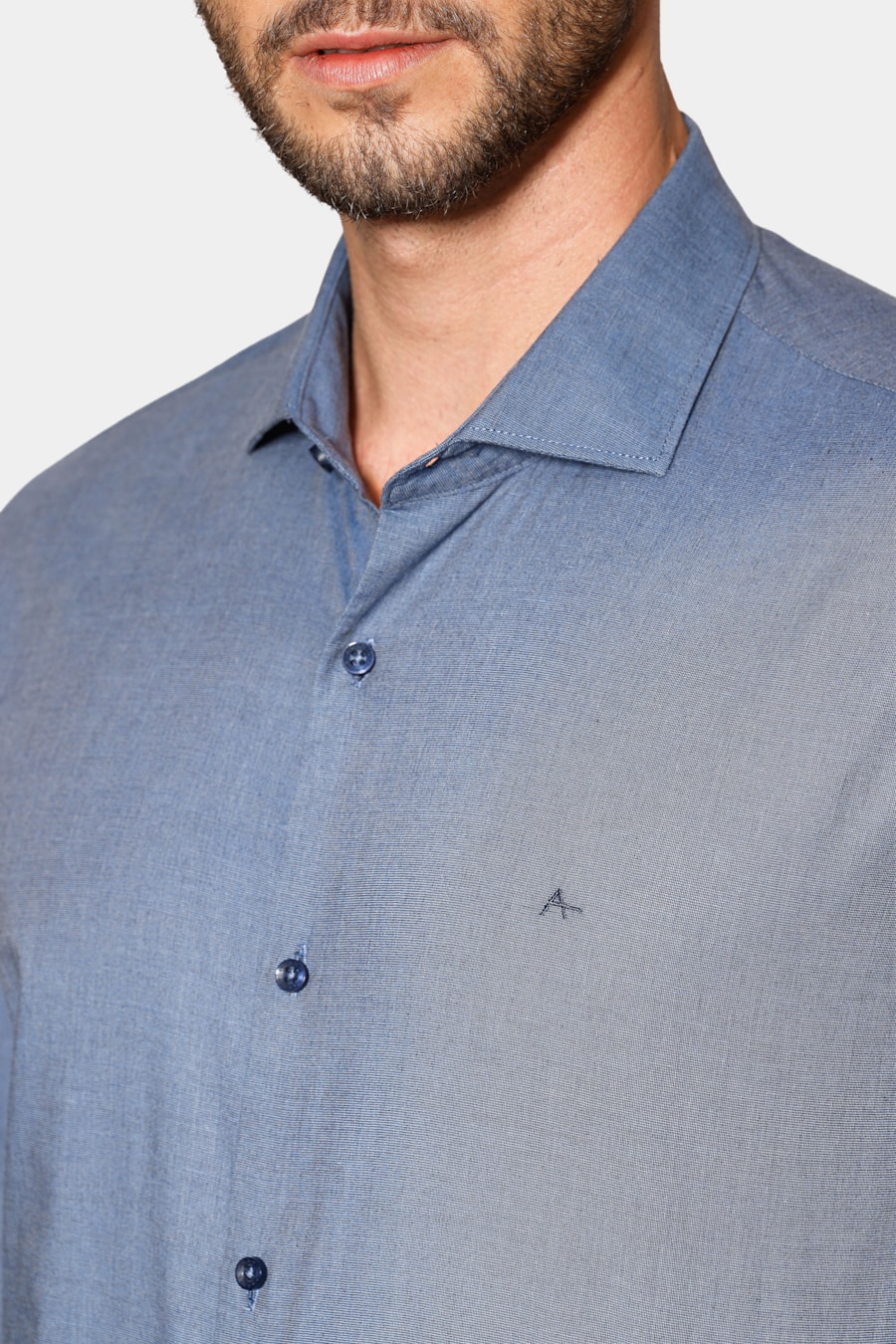 Camisa Manga Longa Slim Fil a Fil Antilia Azul Escuro — foto 3 de 6
