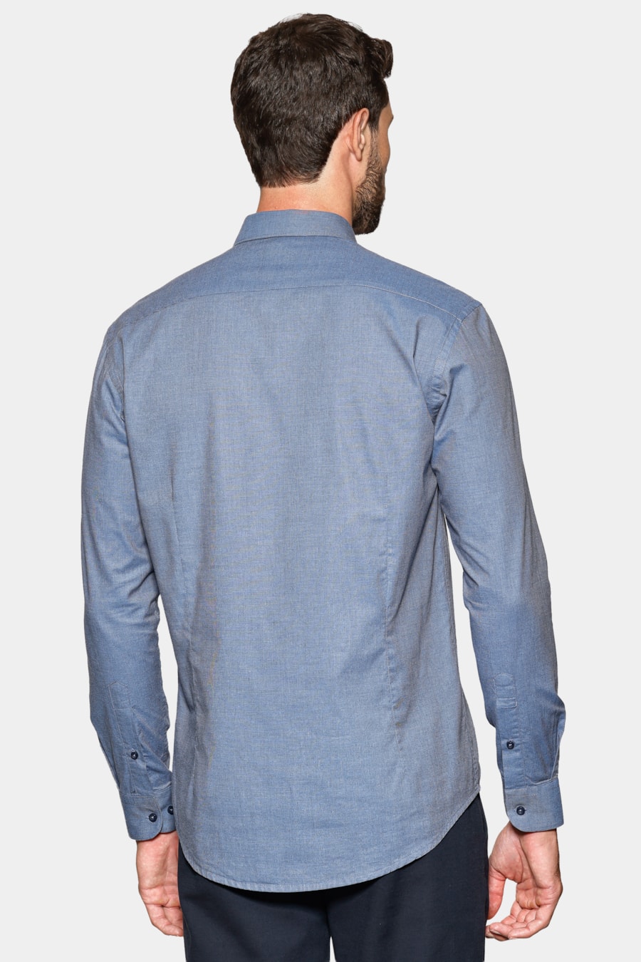Camisa Manga Longa Slim Fil a Fil Antilia Azul Escuro — foto 4 de 6
