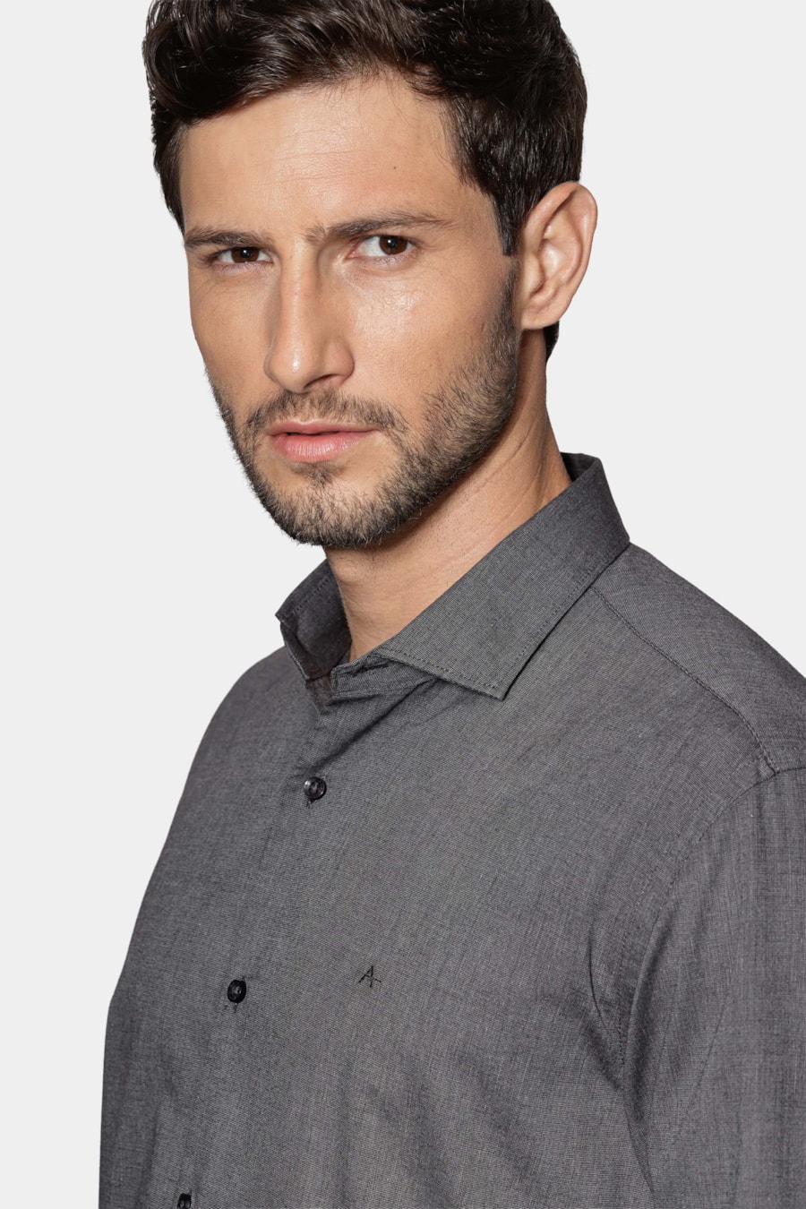 Camisa Manga Longa Slim Fil a Fil Antilia Preto — foto 3 de 6