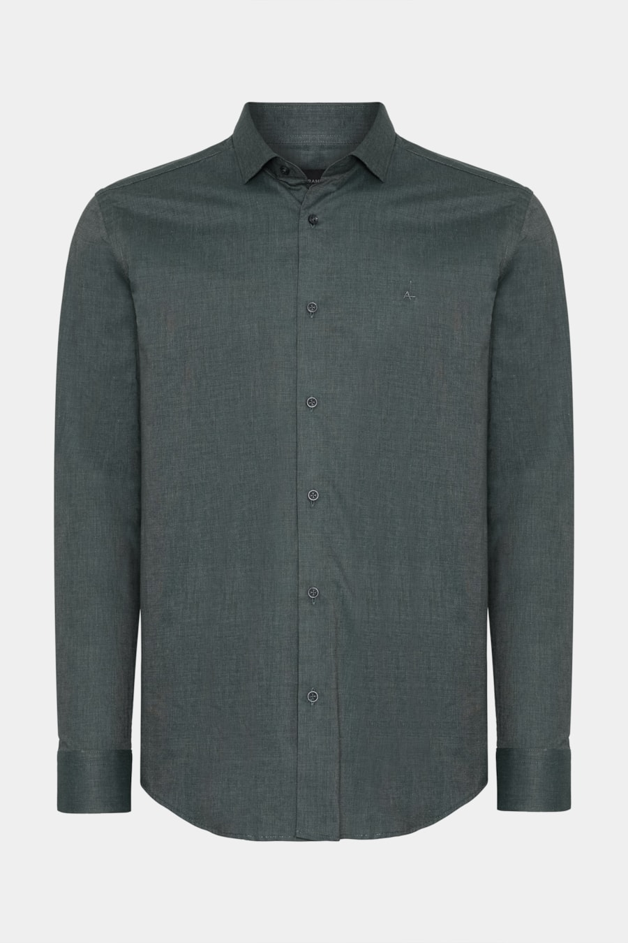 Camisa Manga Longa Slim Fil a Fil Antilia Verde Escuro — foto 5 de 6