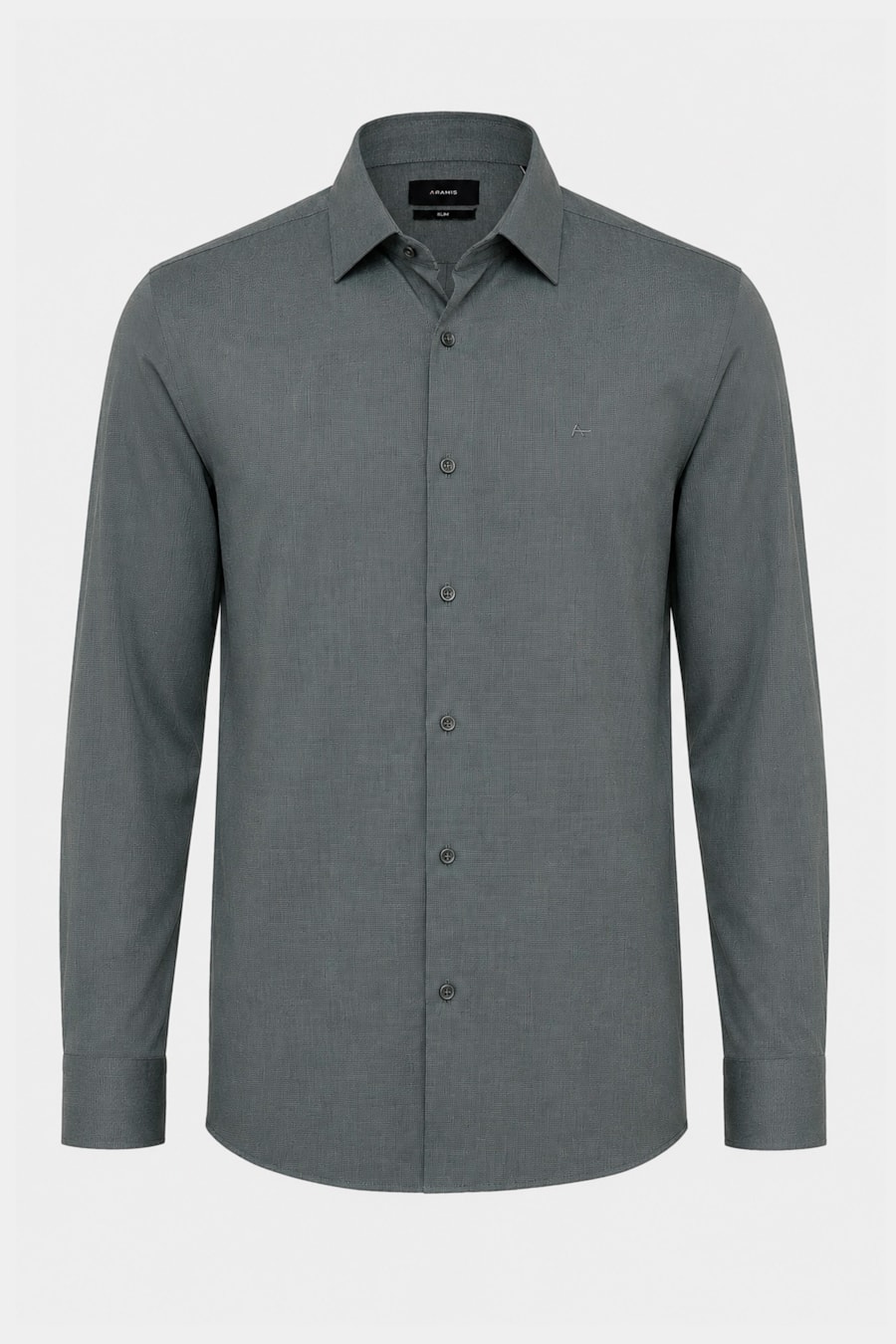 Camisa Manga Longa Slim Fil a Fil Antilia Verde Escuro — foto 5 de 6