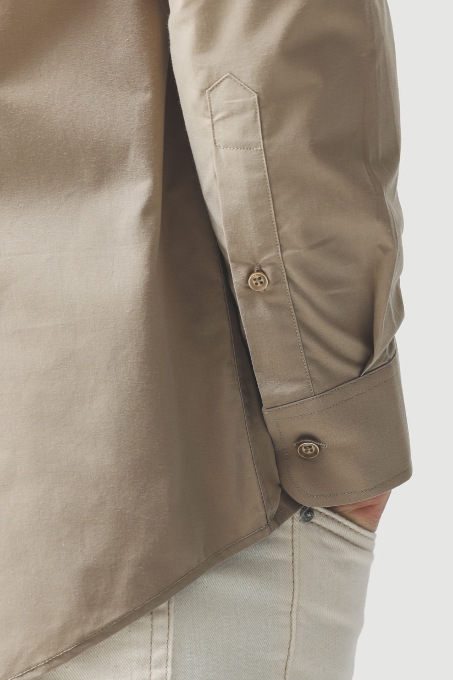 Camisa Manga Longa Slim Fio 60 Carbon Touch Caqui — foto 3 de 6