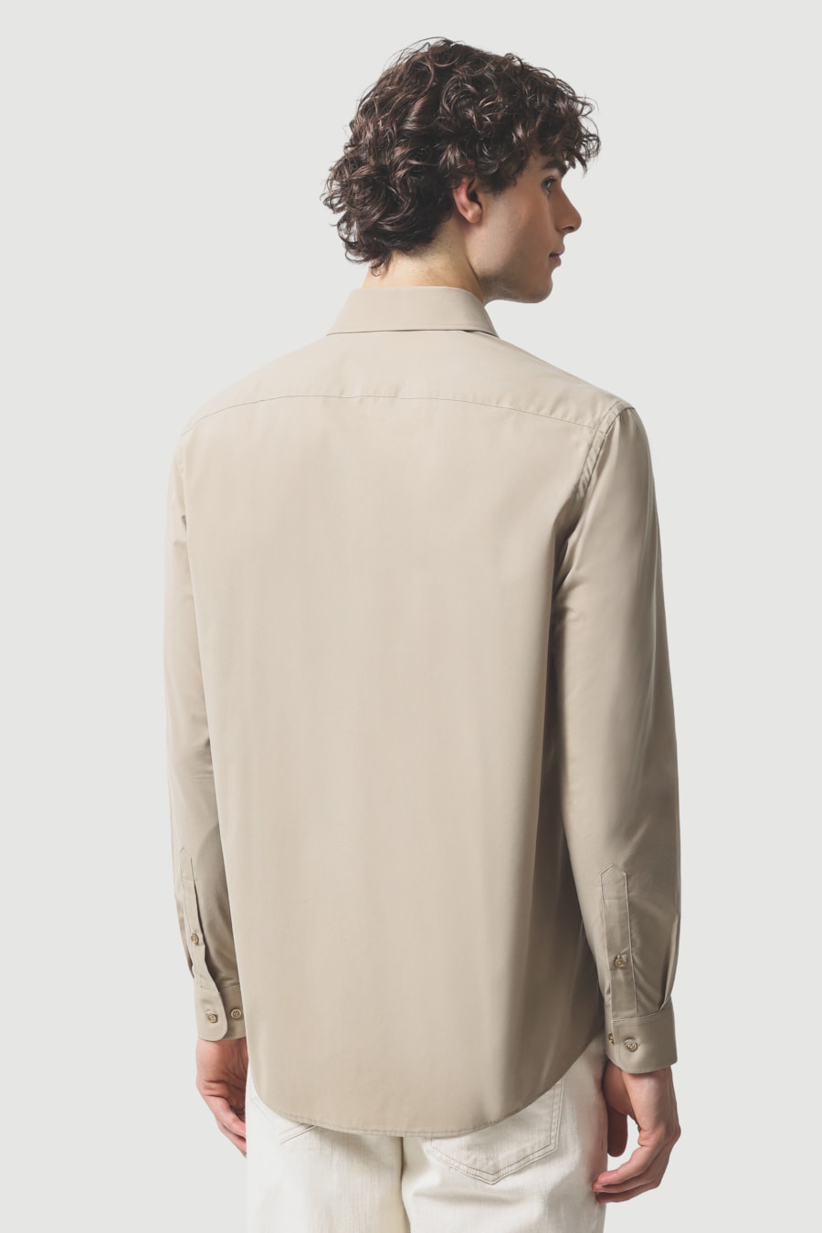 Camisa Manga Longa Slim Fio 60 Carbon Touch Caqui — foto 4 de 6
