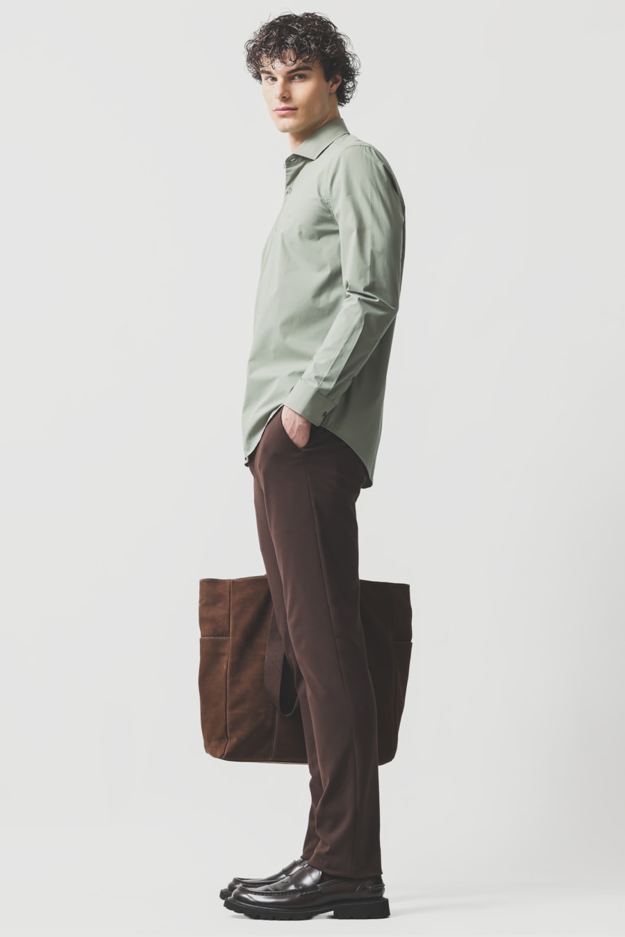 Camisa Manga Longa Slim Fio 60 Carbon Touch Verde — foto 2 de 6