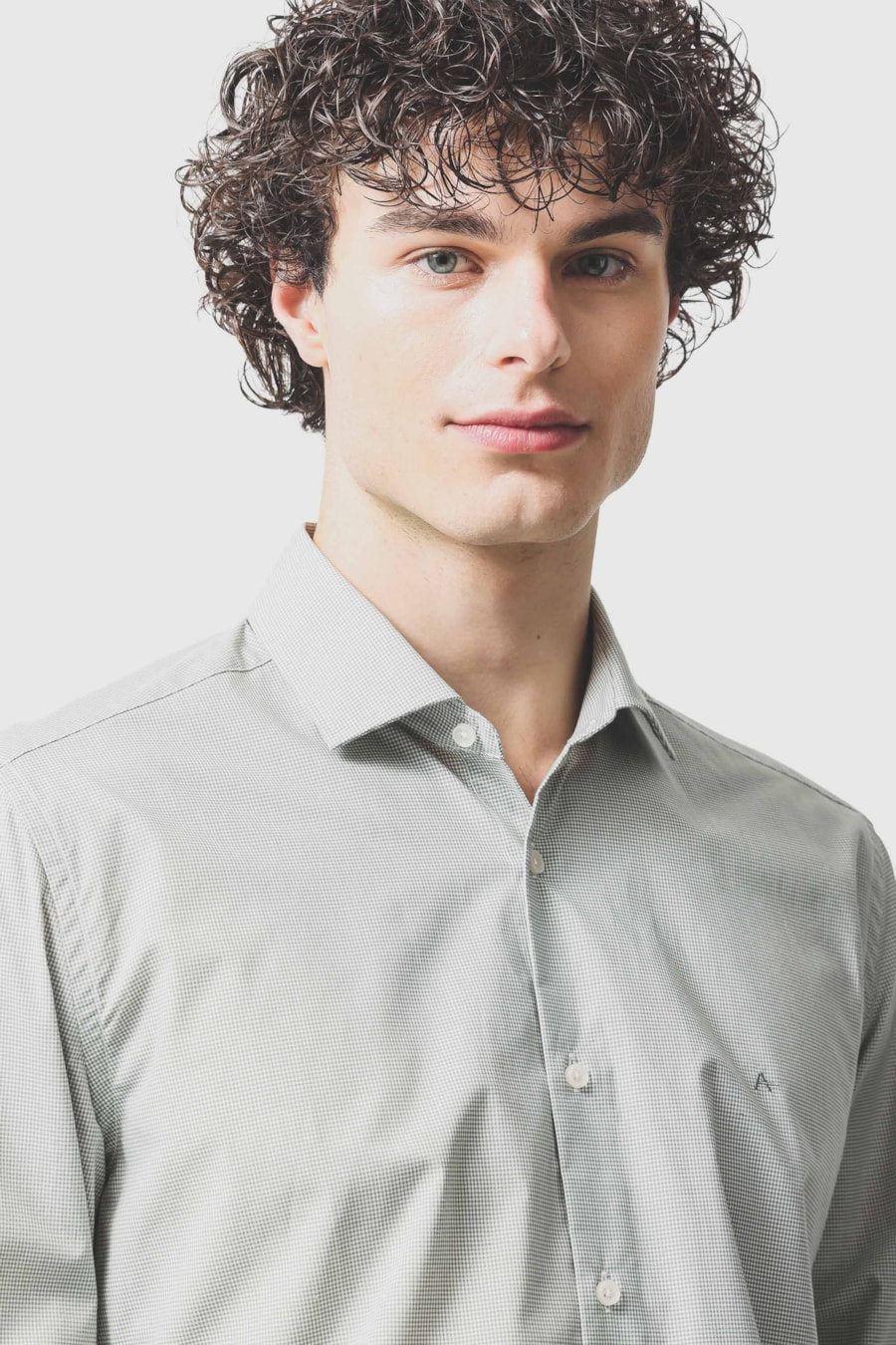 Camisa Manga Longa Slim Fio 60 Carbon Touch Verde C/ Natural — foto 3 de 6
