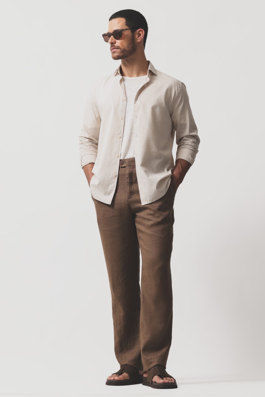 Camisa Manga Longa Slim Flame Bosco Areia — foto 2 de 6