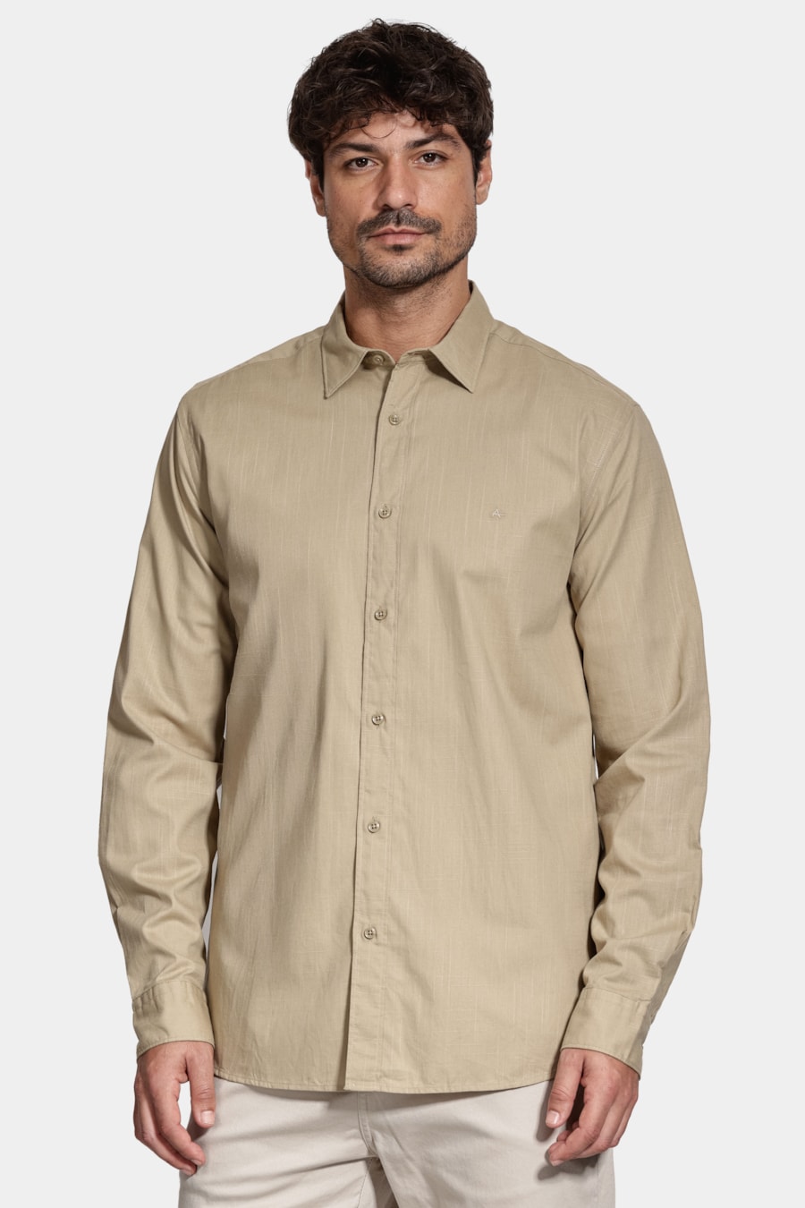 Camisa Manga Longa Slim Flamê Bosco Areia — foto 1 de 6