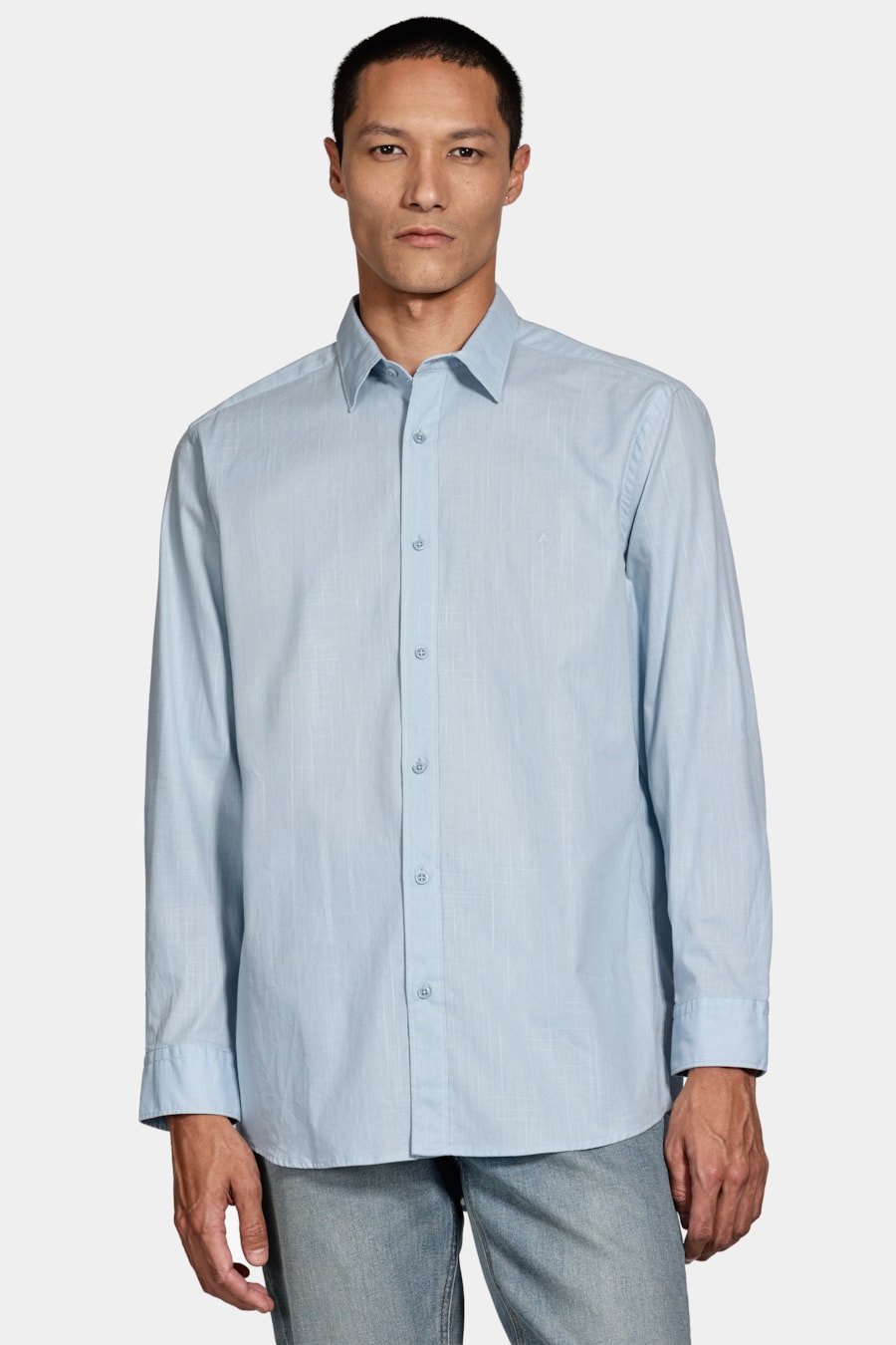 Camisa Manga Longa Slim Flamê Bosco Azul Claro — foto 1 de 6