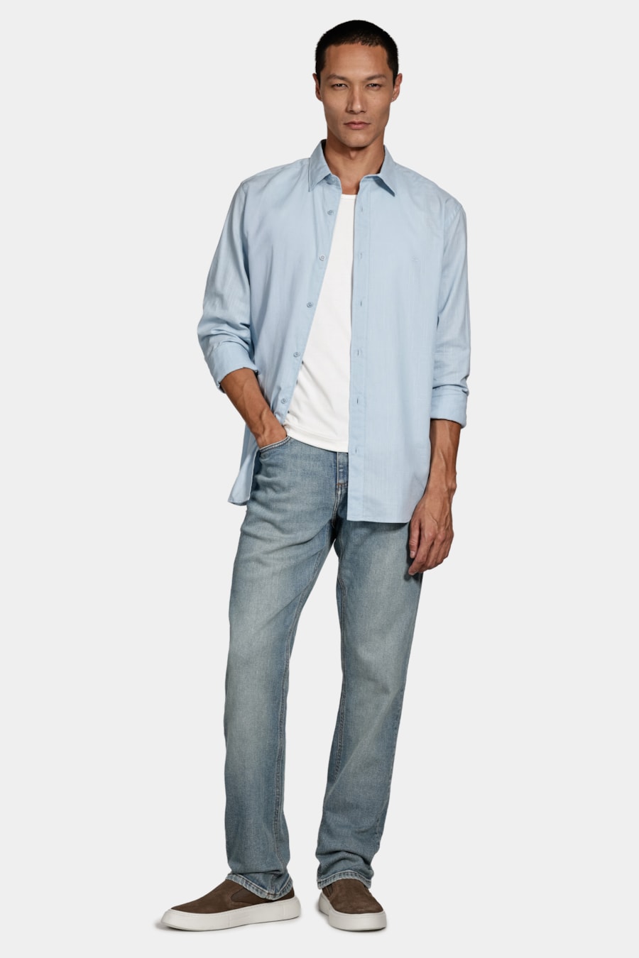 Camisa Manga Longa Slim Flamê Bosco Azul Claro — foto 2 de 6