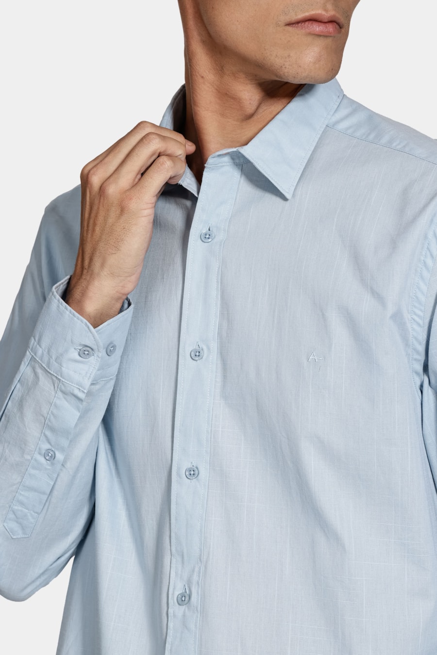 Camisa Manga Longa Slim Flamê Bosco Azul Claro — foto 3 de 6