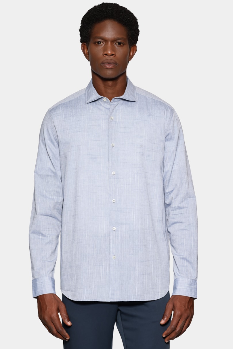 Camisa Manga Longa Slim Flame Bosco Azul Jeans