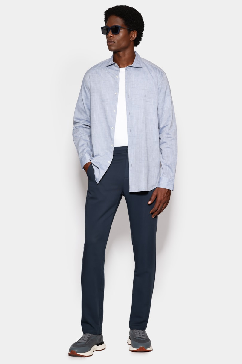 Camisa Manga Longa Slim Flame Bosco Azul Jeans