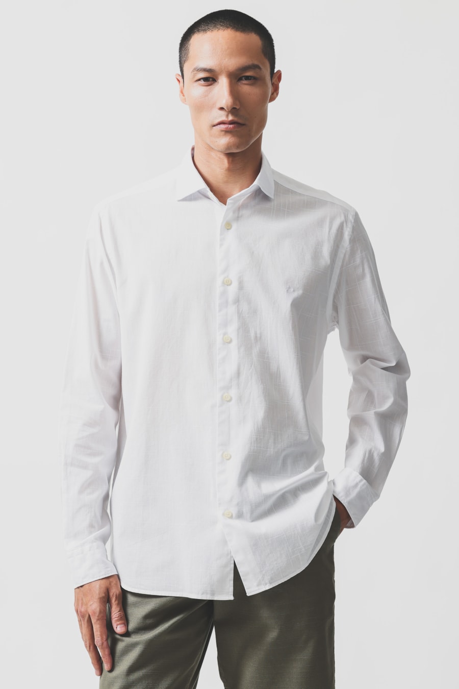 Camisa Manga Longa Slim Flame Bosco Branco — foto 1 de 6