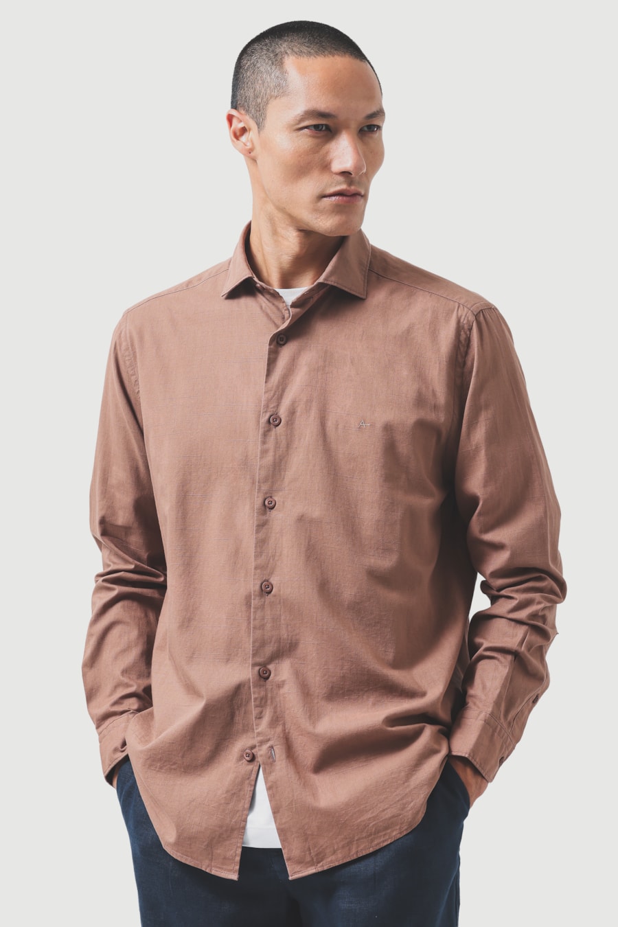 Camisa Manga Longa Slim Flame Bosco Chocolate — foto 1 de 6