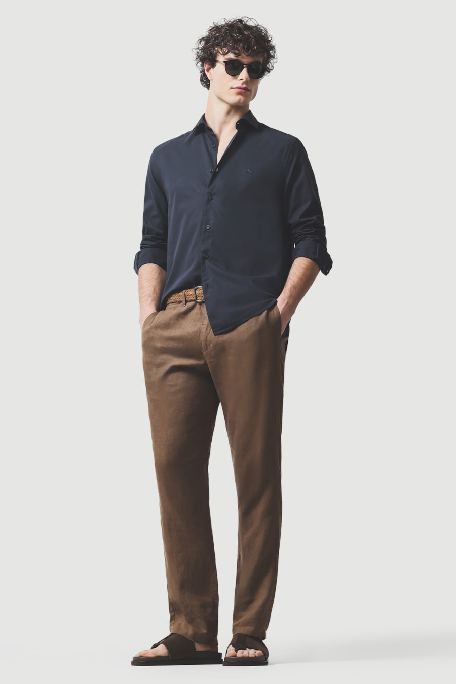 Camisa Manga Longa Slim Flame Bosco Marinho Escuro — foto 2 de 6