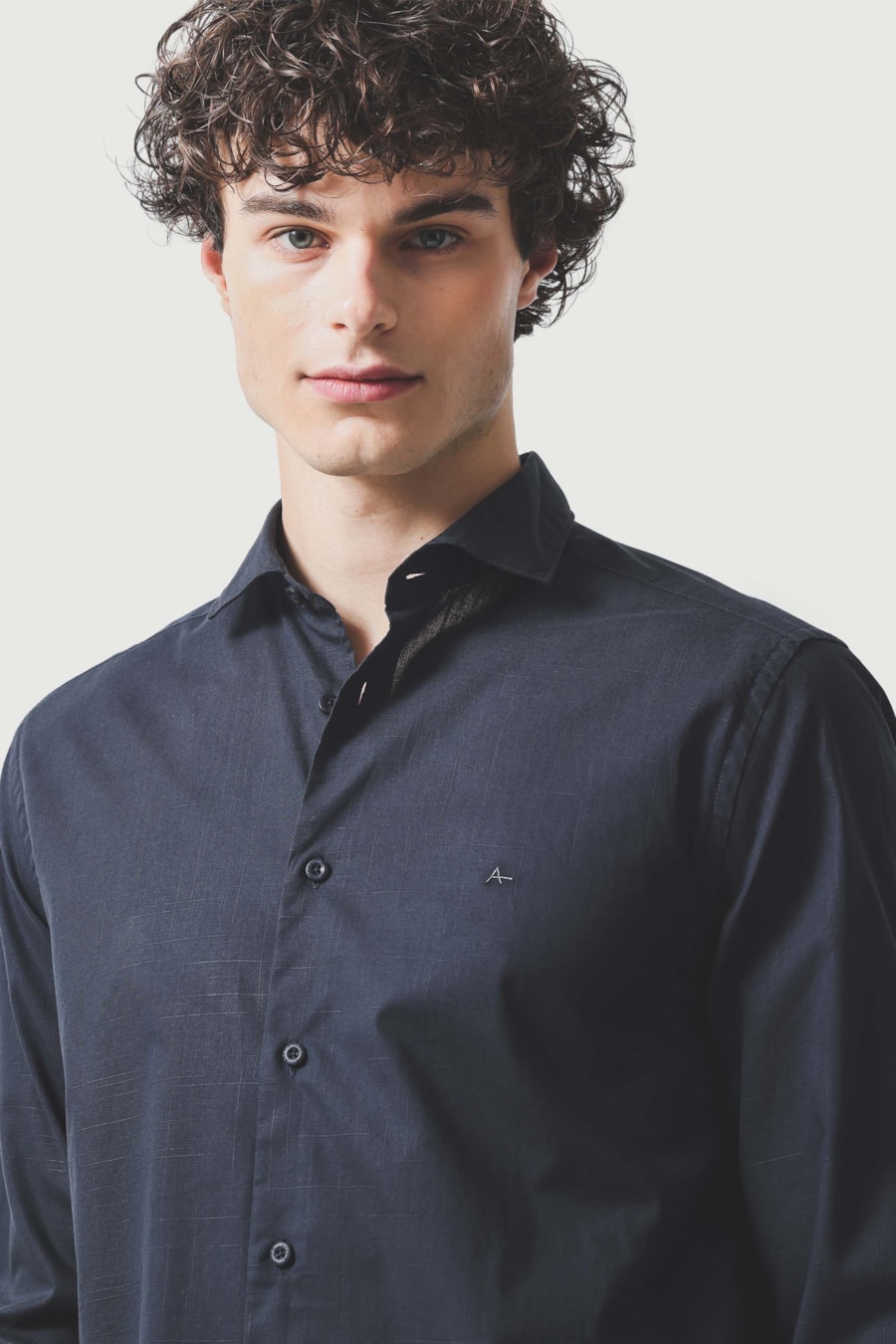 Camisa Manga Longa Slim Flame Bosco Marinho Escuro — foto 3 de 6