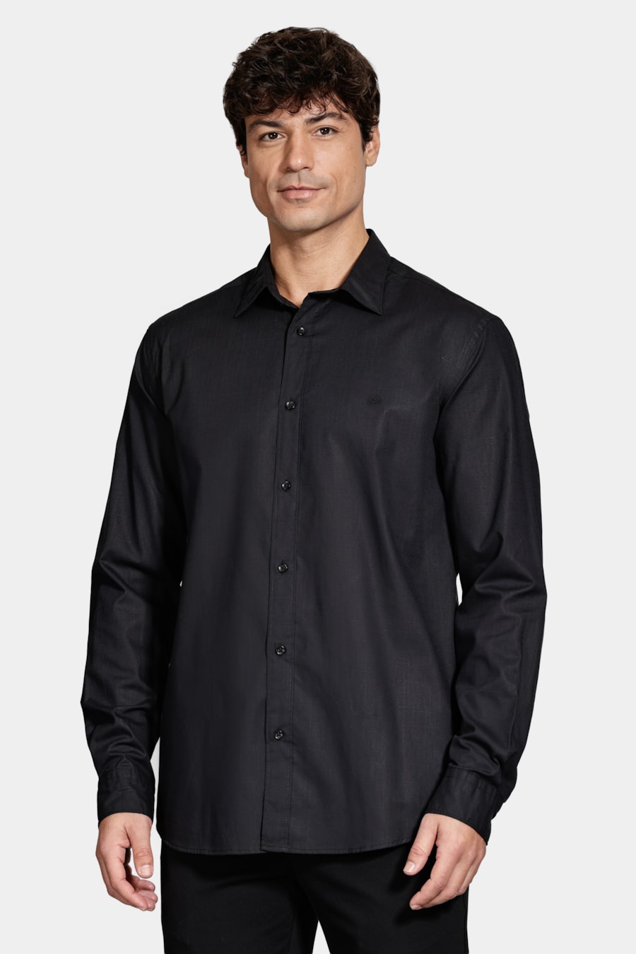 Camisa Manga Longa Slim Flamê Bosco Preto — foto 1 de 6