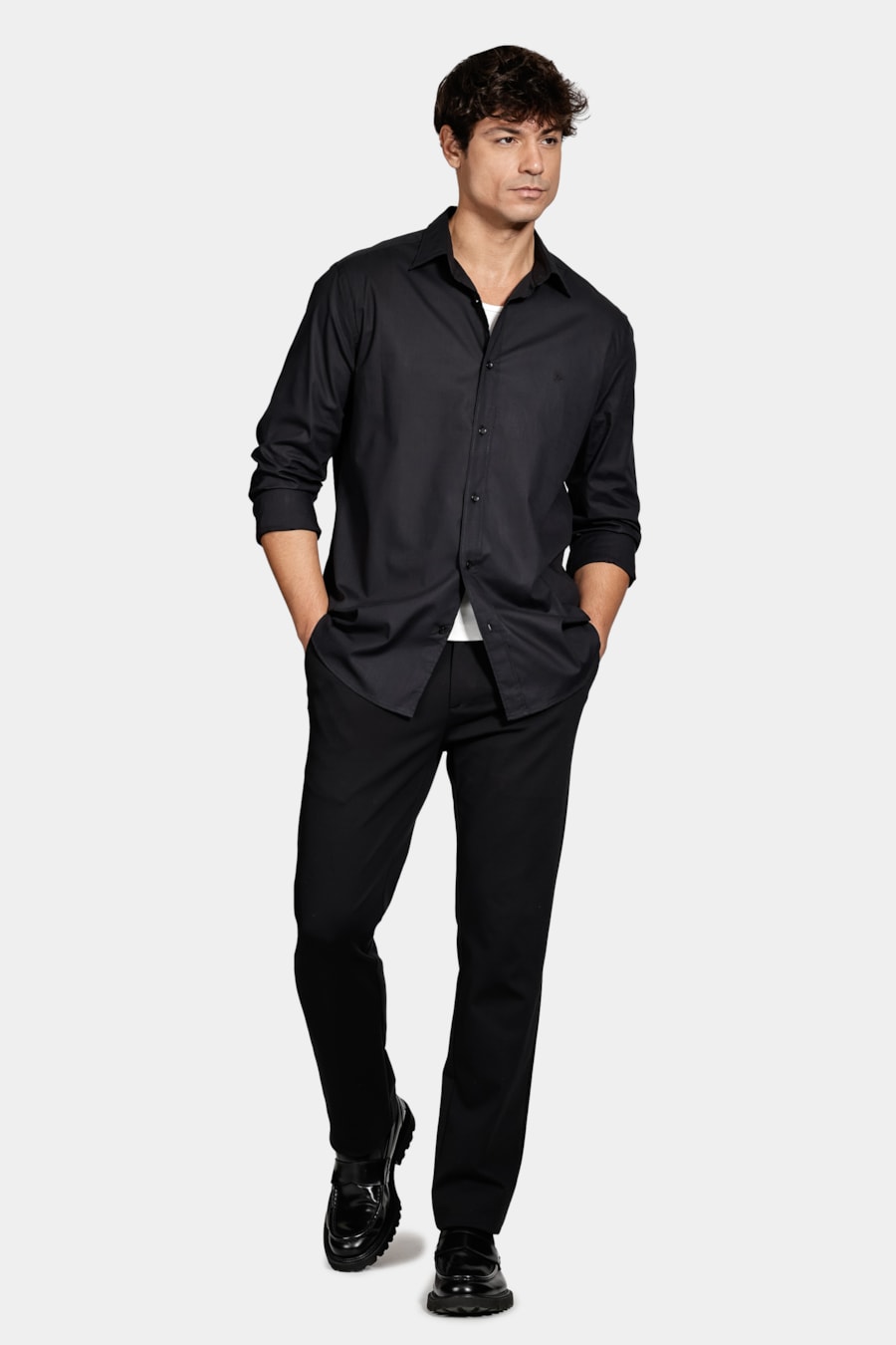 Camisa Manga Longa Slim Flamê Bosco Preto — foto 2 de 6