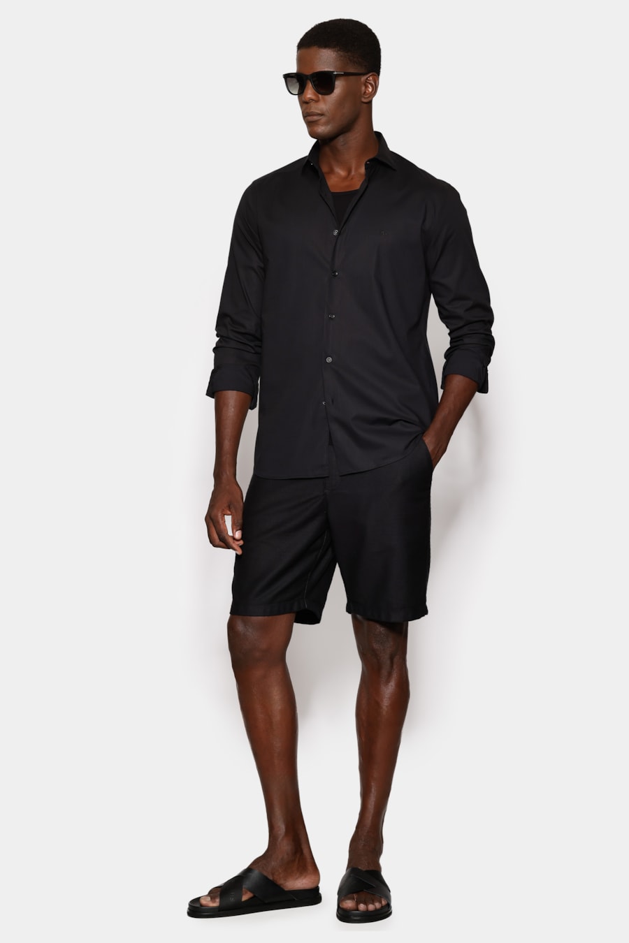 Camisa Manga Longa Slim Flame Bosco Preto — foto 2 de 6