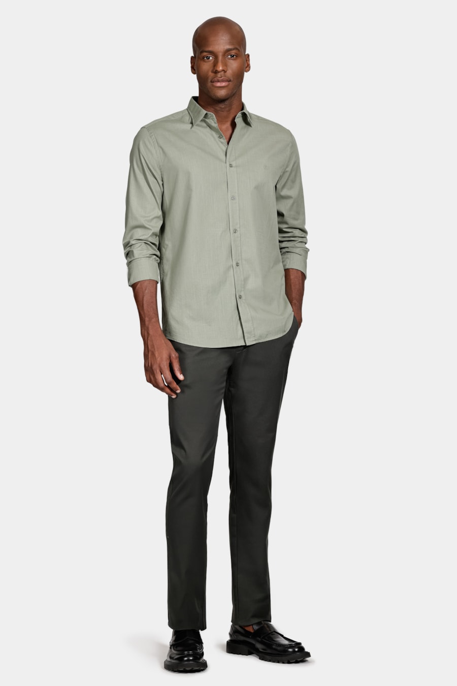 Camisa Manga Longa Slim Flamê Bosco Verde Folha — foto 2 de 6
