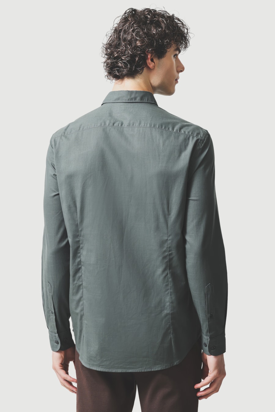 Camisa Manga Longa Slim Flame Bosco Verde Gris — foto 4 de 6