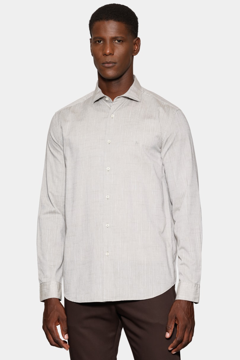 Camisa Manga Longa Slim Flame Bosco Verde Mescla