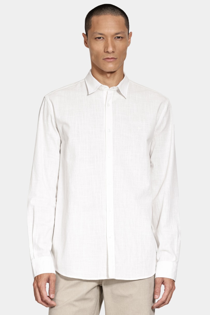 Camisa Manga Longa Slim Flamê Branco