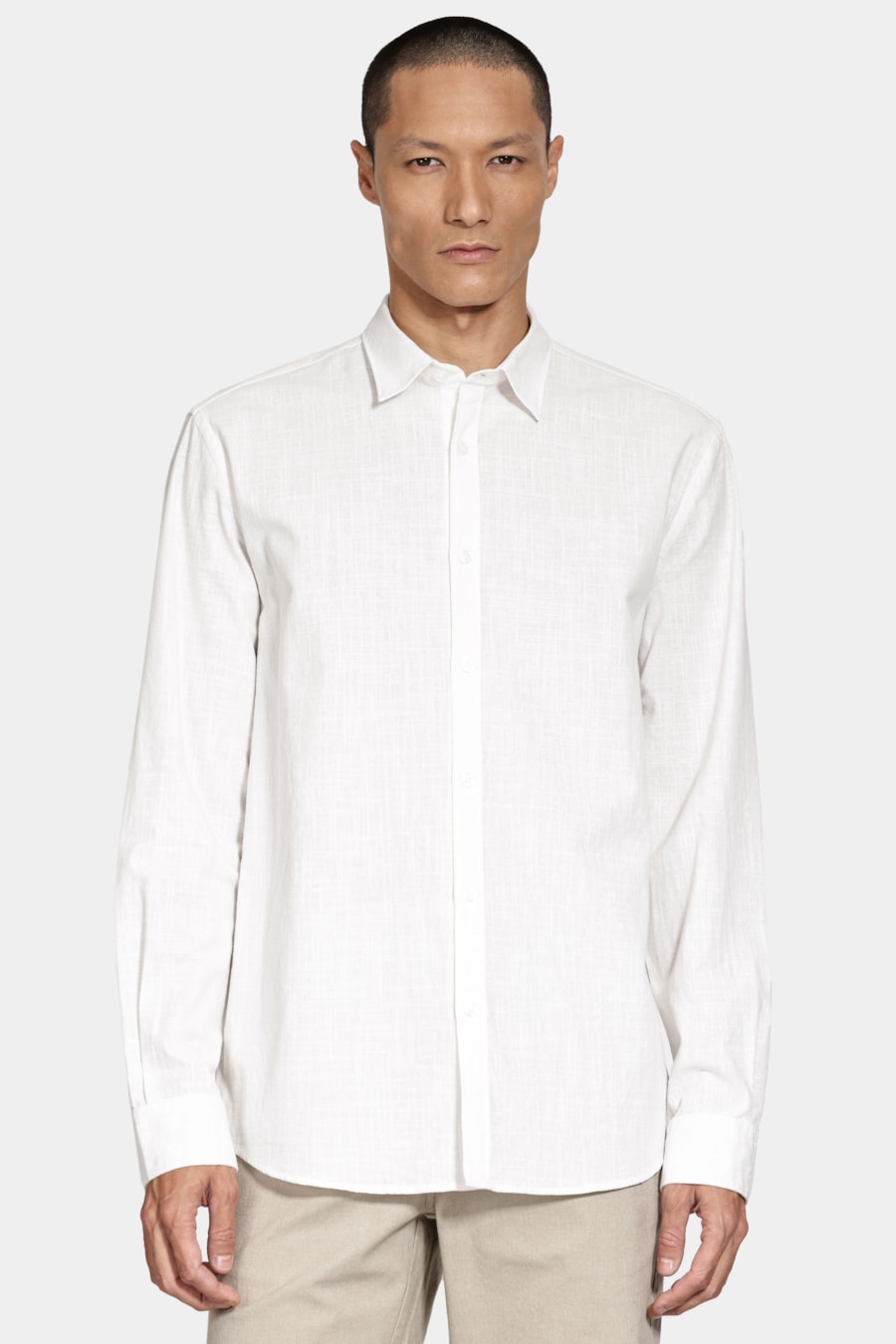 Camisa Manga Longa Slim Flamê Branco — foto 1 de 6