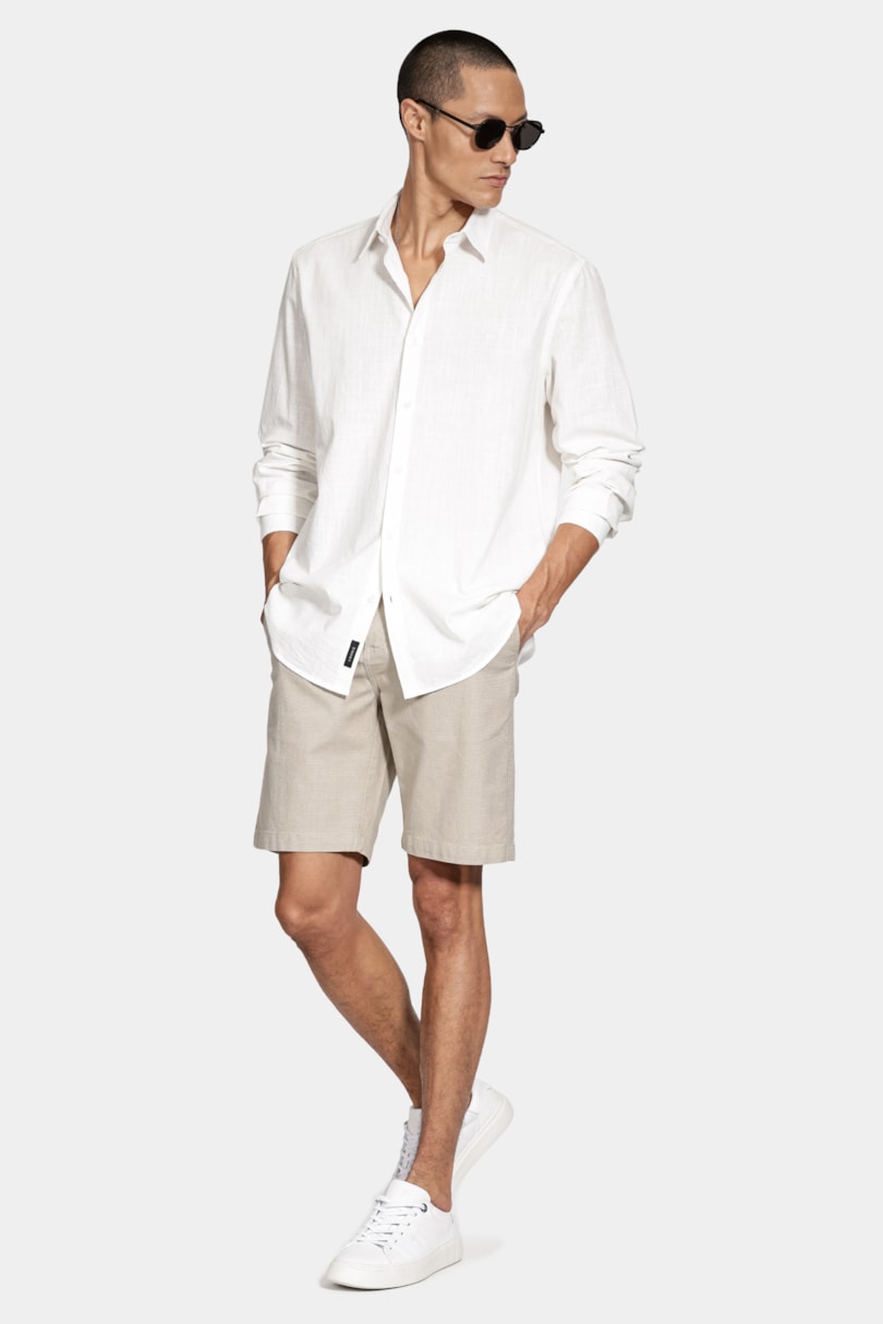 Camisa Manga Longa Slim Flamê Branco