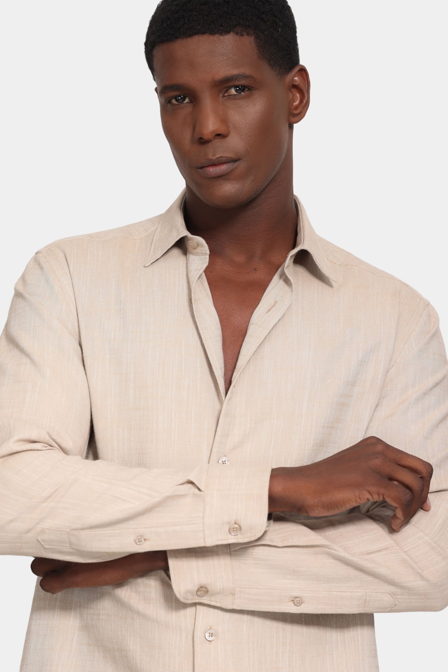 Camisa Manga Longa Slim Flame Natural — foto 3 de 6