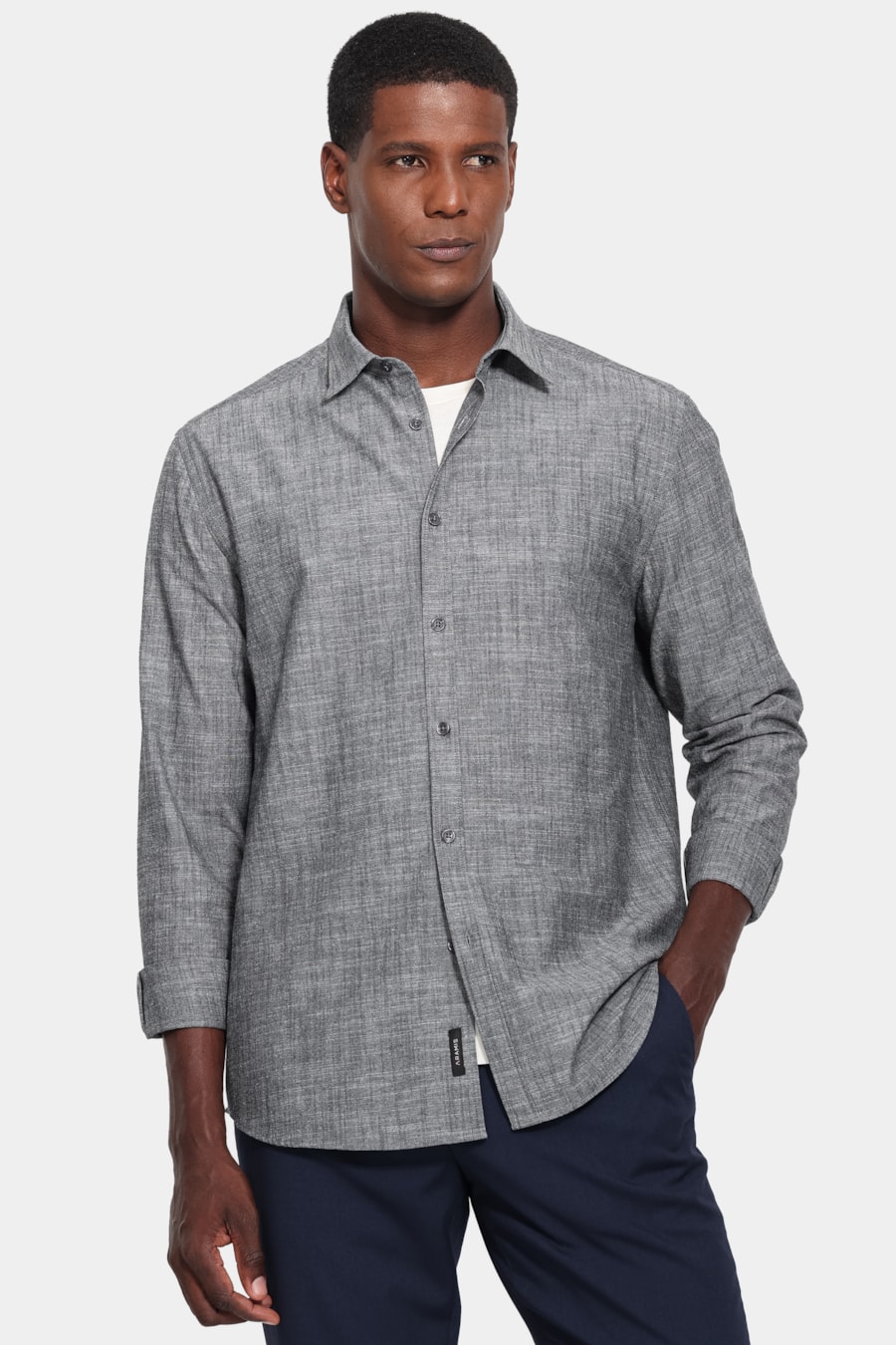 Camisa Manga Longa Slim Flamê Preto — foto 1 de 6
