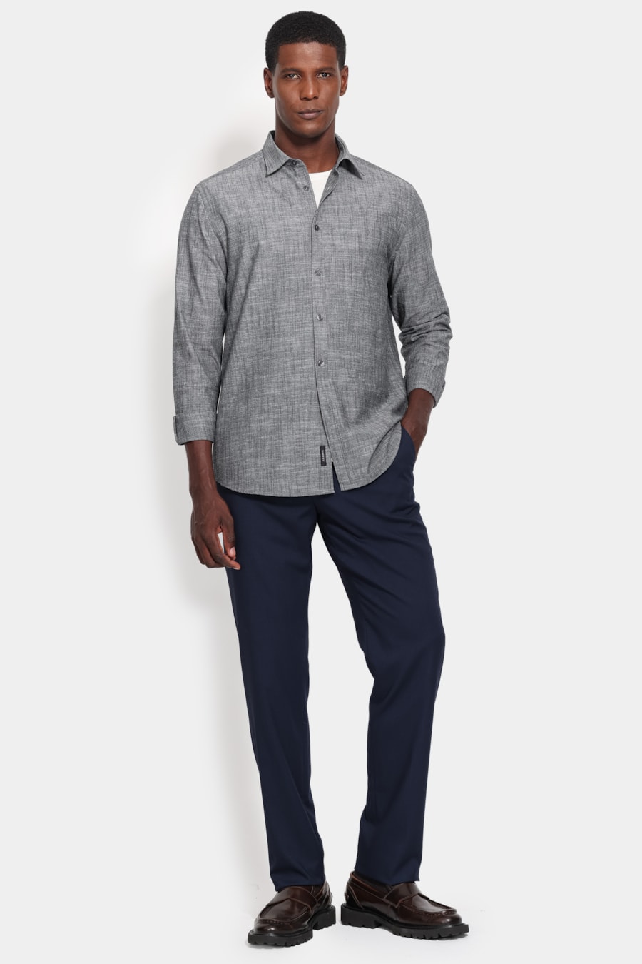 Camisa Manga Longa Slim Flamê Preto — foto 2 de 6