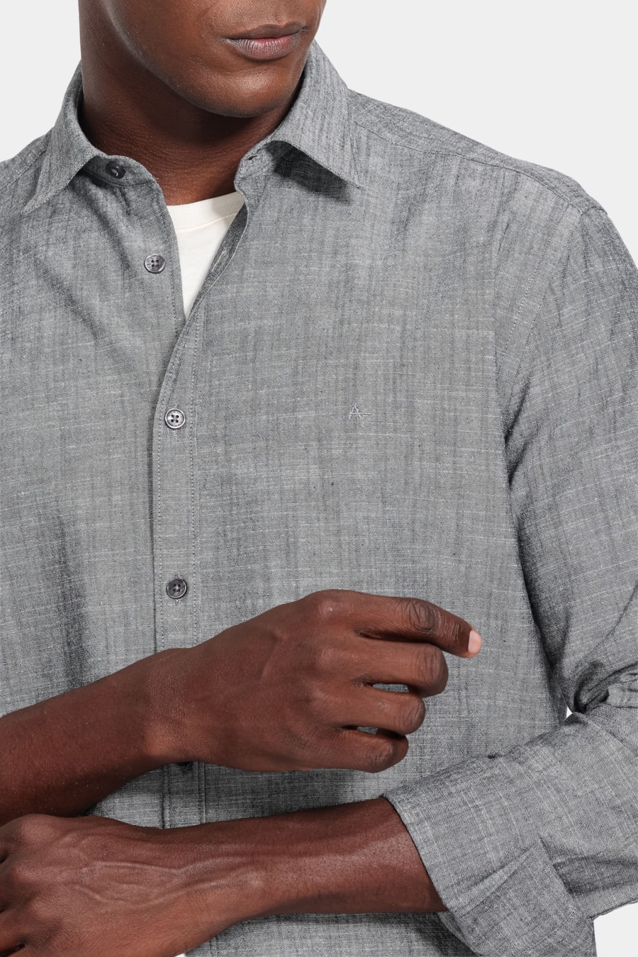 Camisa Manga Longa Slim Flamê Preto — foto 3 de 6