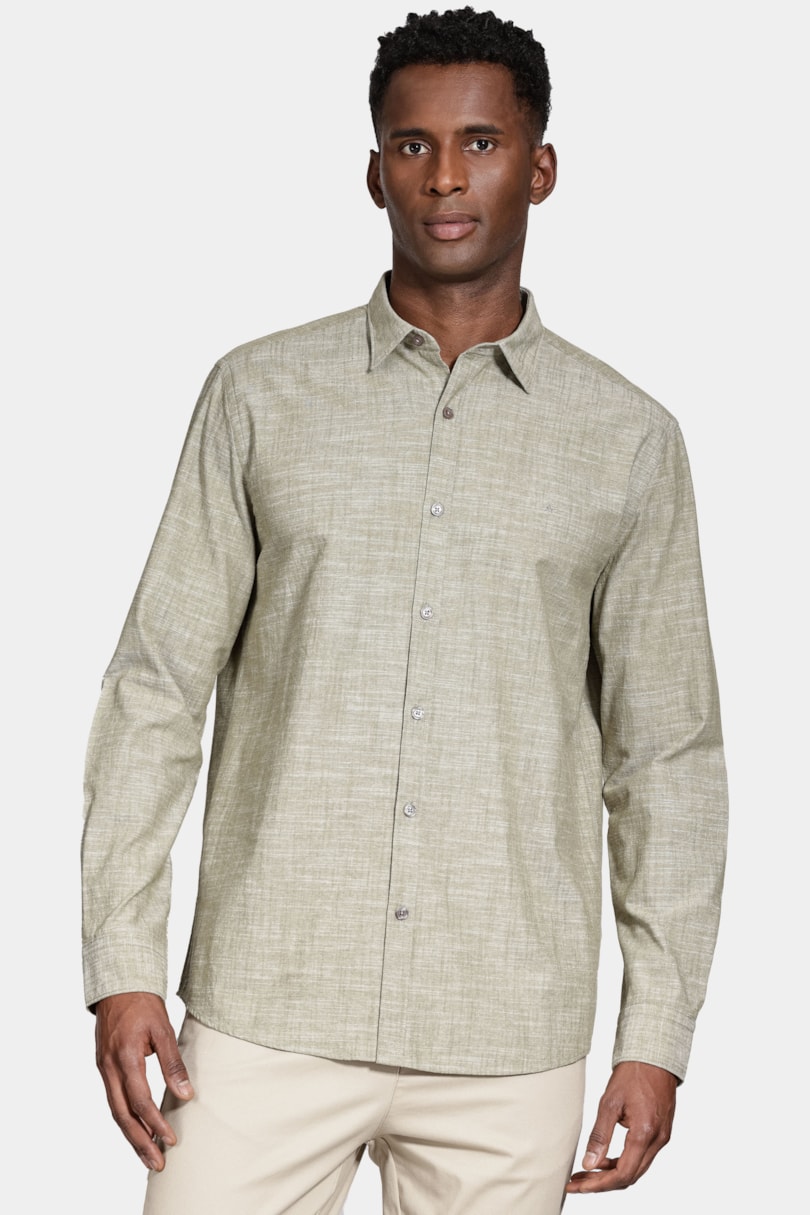 Camisa Manga Longa Slim Flamê Verde Militar