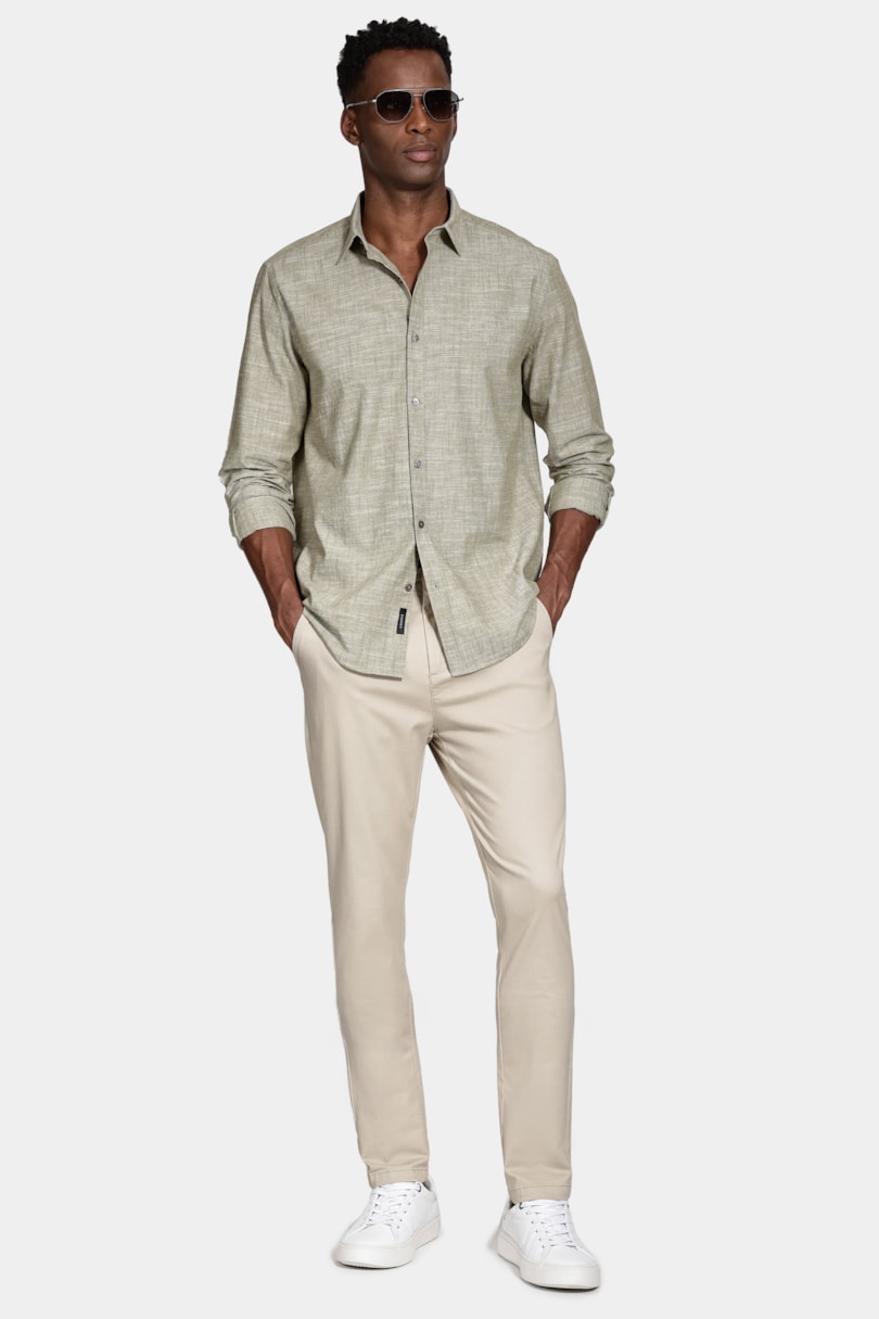 Camisa Manga Longa Slim Flamê Verde Militar